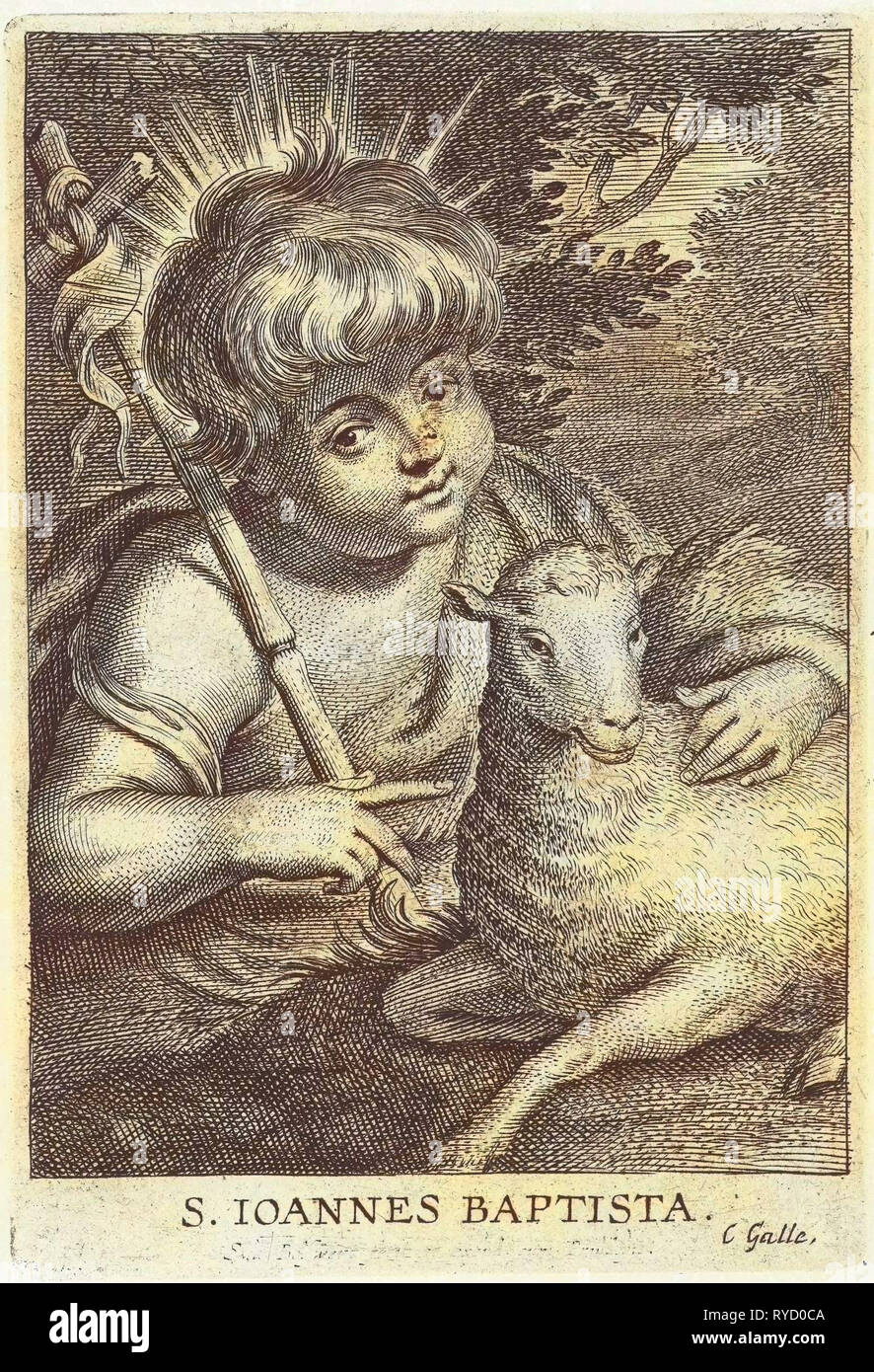 Jean le Baptiste comme un enfant avec les banner et l'agneau, Adamsz ; 1. By anonyme, Peter Paul Rubens, Cornelis Galle (II), 1596 - 1678 Banque D'Images