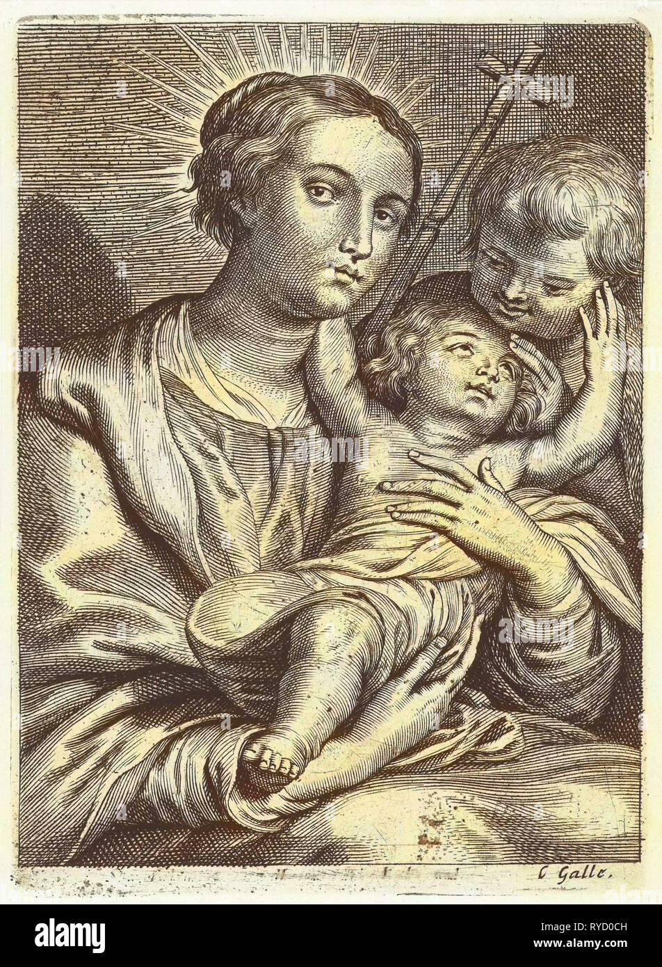 Vierge à l'enfant avec Saint Jean Baptiste, Adamsz). By anonyme, Peter Paul Rubens, Cornelis Galle (II), 1596 - 1678 Banque D'Images