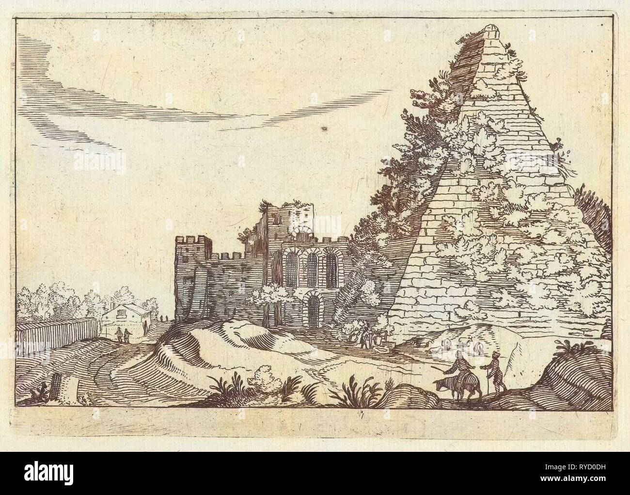 Pyramide de Caius Cestius, Willem van Nieulandt (II), Anonyme, 1594 - 1685 Banque D'Images