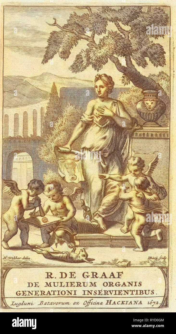Titre de la page : Reinier de Graaf, les organismes mulierum generationi inservientibus Tractatus novus, Leiden, 1672, Hendrik Bary, Hackiana 1672 officina, Banque D'Images