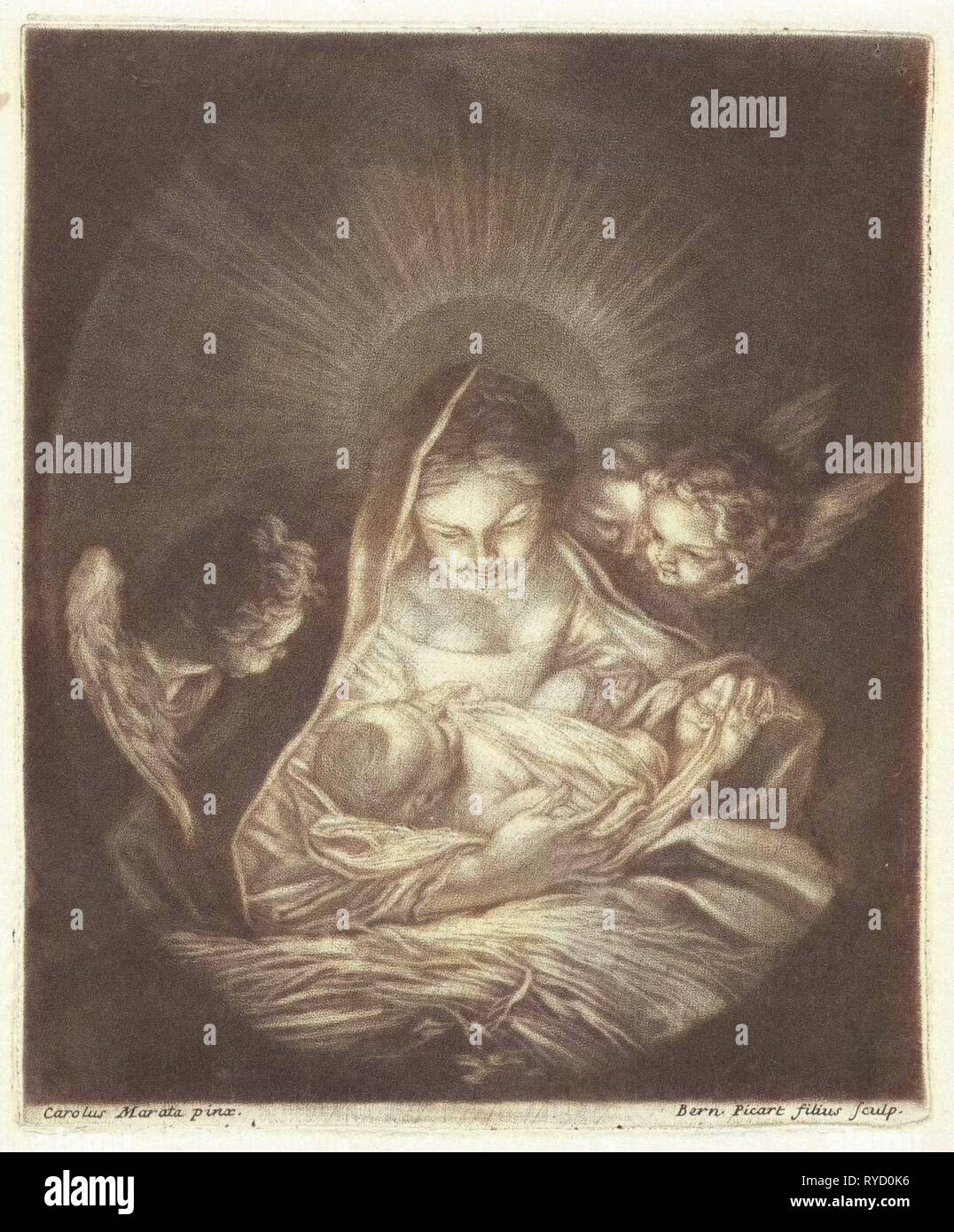 Vierge à l'Enfant entourée d'anges, Bernard Picart, 1683 - 1733 Banque D'Images