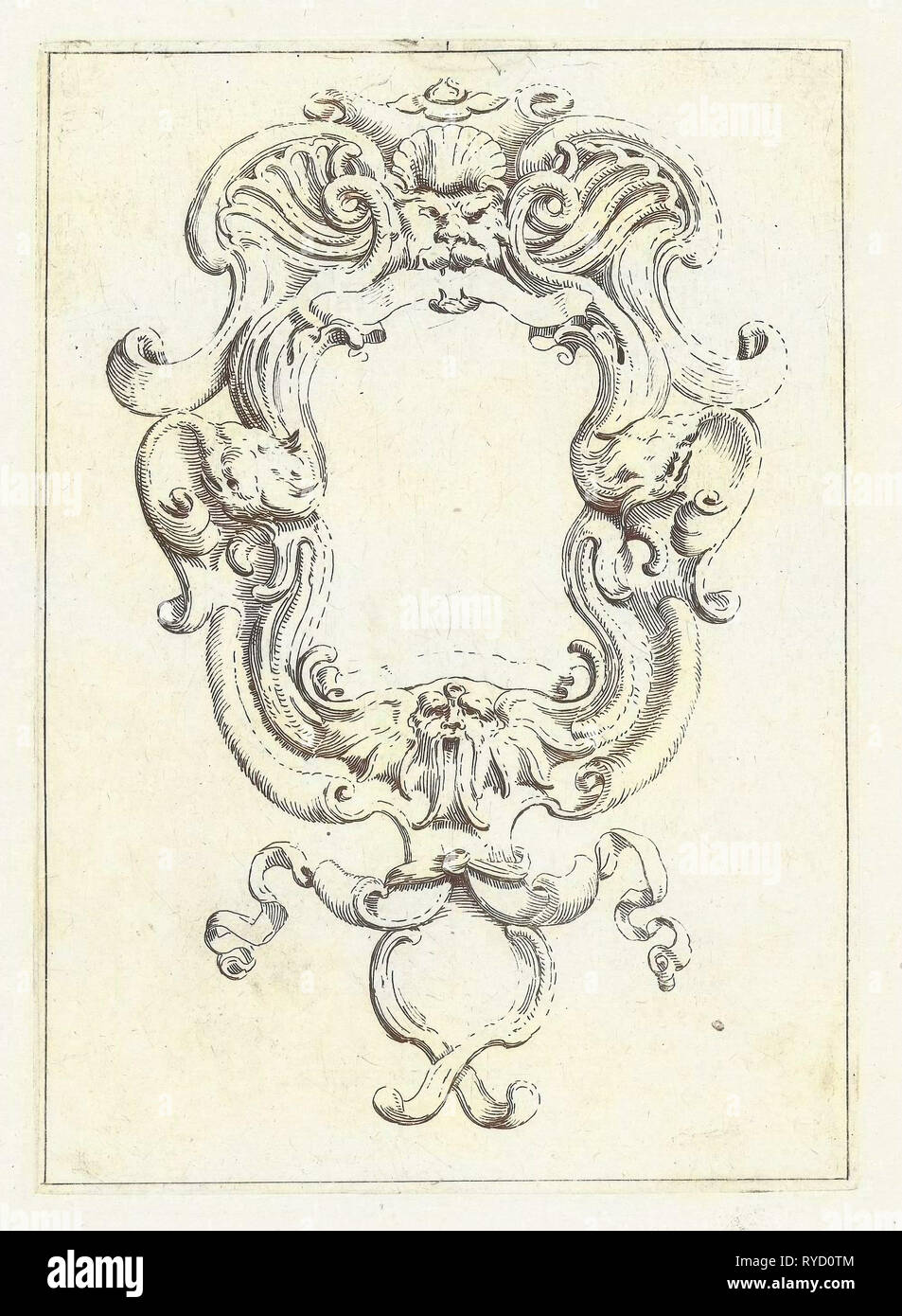 Cartouche avec deux masques, Agostino Mitelli, anonyme, anonyme, après 1619 - avant 1642 Banque D'Images