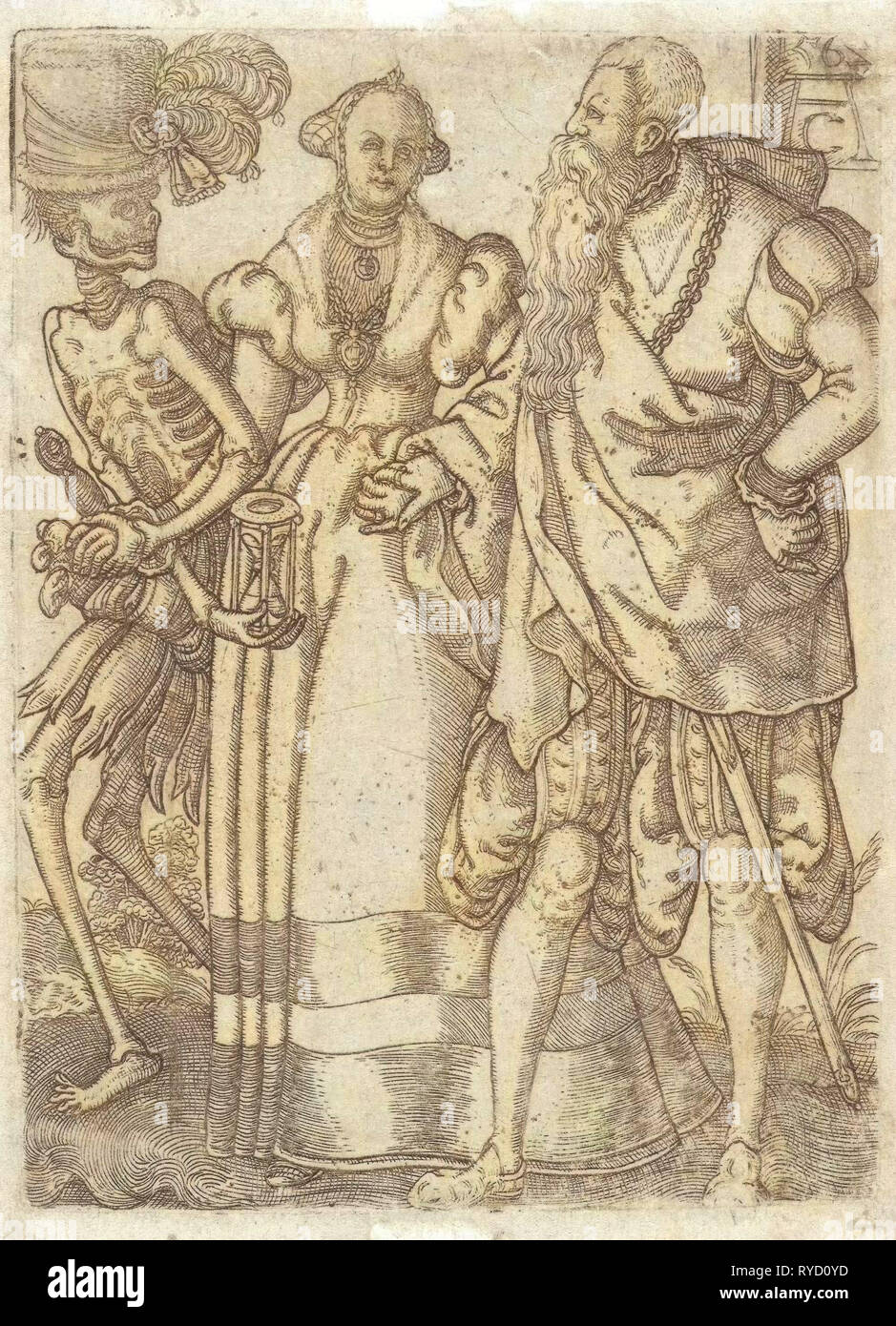 Couple avec la mort, imprimer bouilloire : Monogrammist AC, imprimer bouilloire : Allaert Claesz Tobias Stimmer. peut-être, peut-être, 1562 Banque D'Images