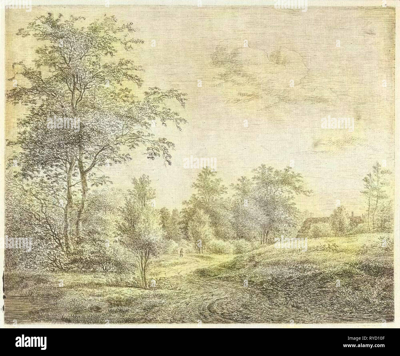 Paysage boisé avec winding road, Pieter Janson, 1780-1851 Banque D'Images