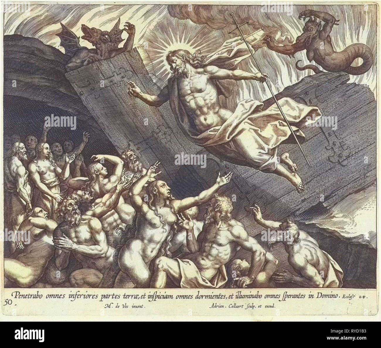 Le Christ dans les limbes, Adriaen Collaert, 1598 - 1618 Banque D'Images