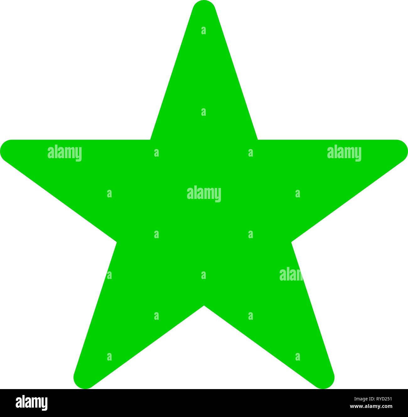 Star icône - green simple, 5 arrondi souligné, isolé - vector illustration Illustration de Vecteur