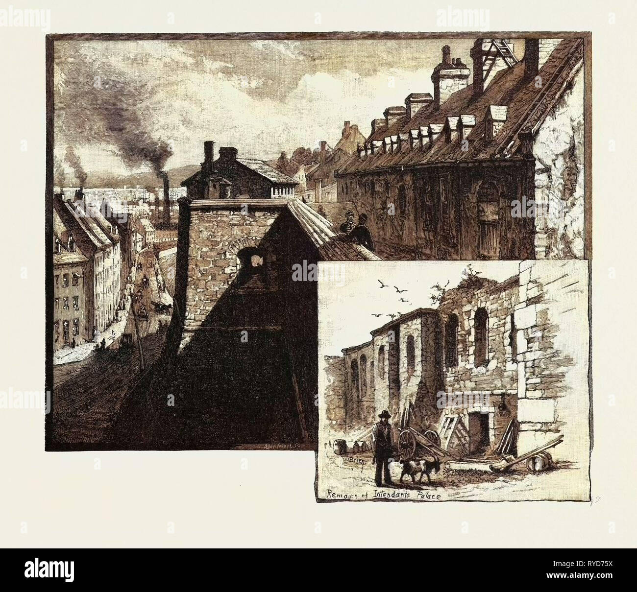 Québec, St-Roch, banlieue et ancien Arsenal, le Canada, la gravure du xixe siècle Banque D'Images