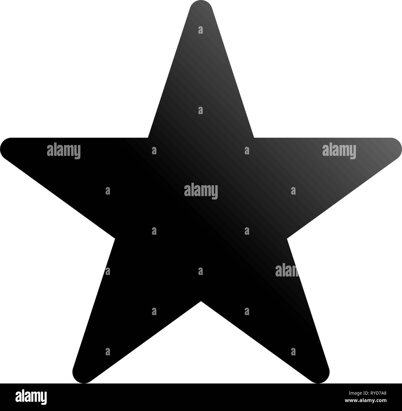 Star - icône gradient noir, 5 arrondi souligné, isolé - vector illustration Illustration de Vecteur