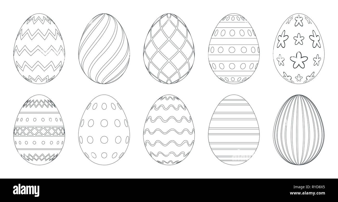 Pour les oeufs de Pâques à colorier. Ensemble d'œufs de pâques noir et
