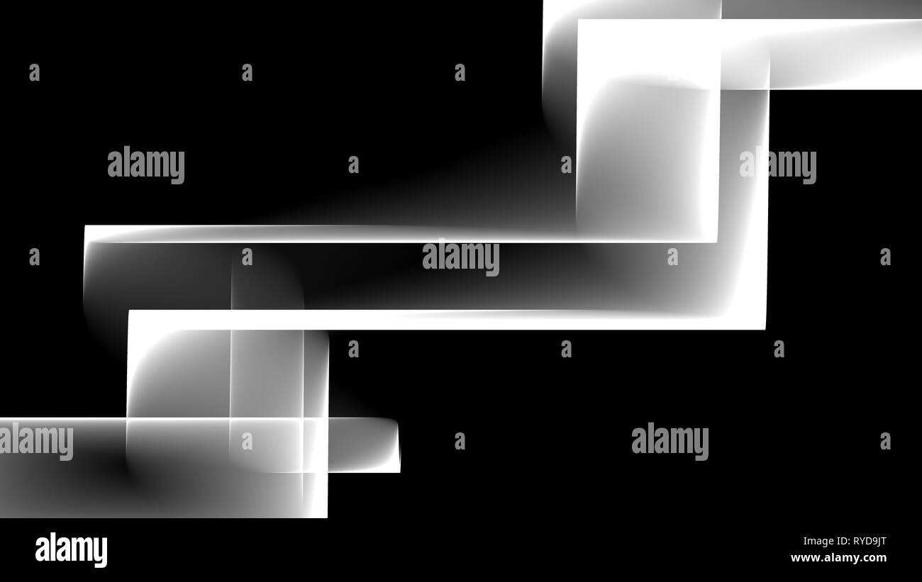 Abstract formes carrées ou rectangulaires illustration fond noir et blanc Banque D'Images