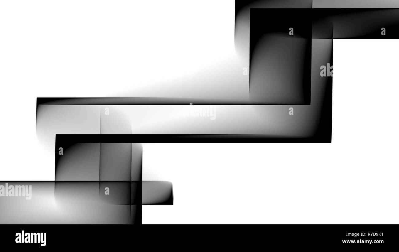 Abstract formes carrées ou rectangulaires illustration fond noir et blanc Banque D'Images