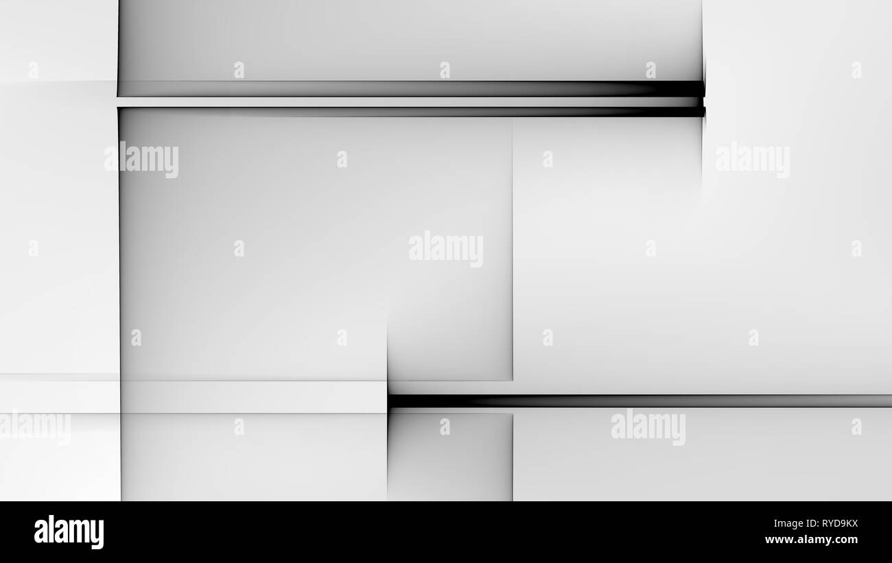 Abstract formes carrées ou rectangulaires illustration fond noir et blanc Banque D'Images