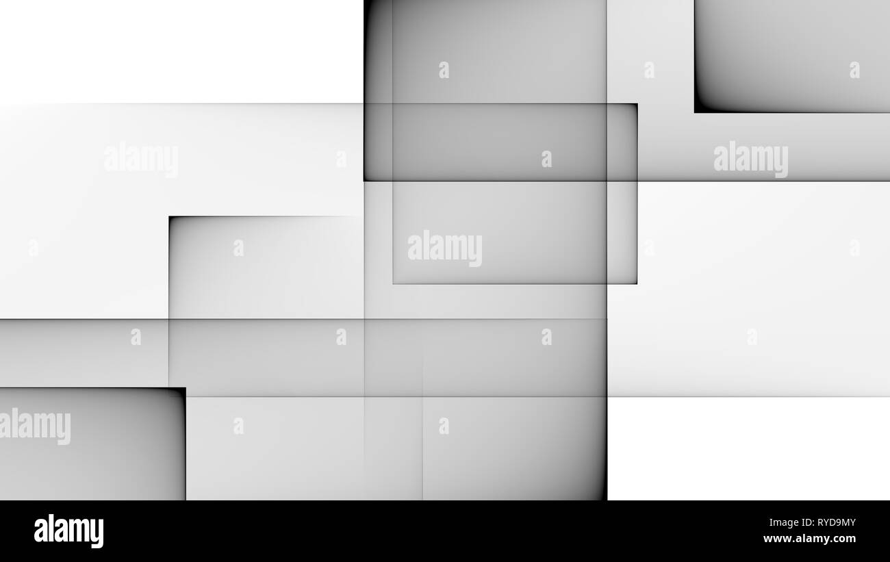 Abstract formes carrées ou rectangulaires illustration fond noir et blanc Banque D'Images