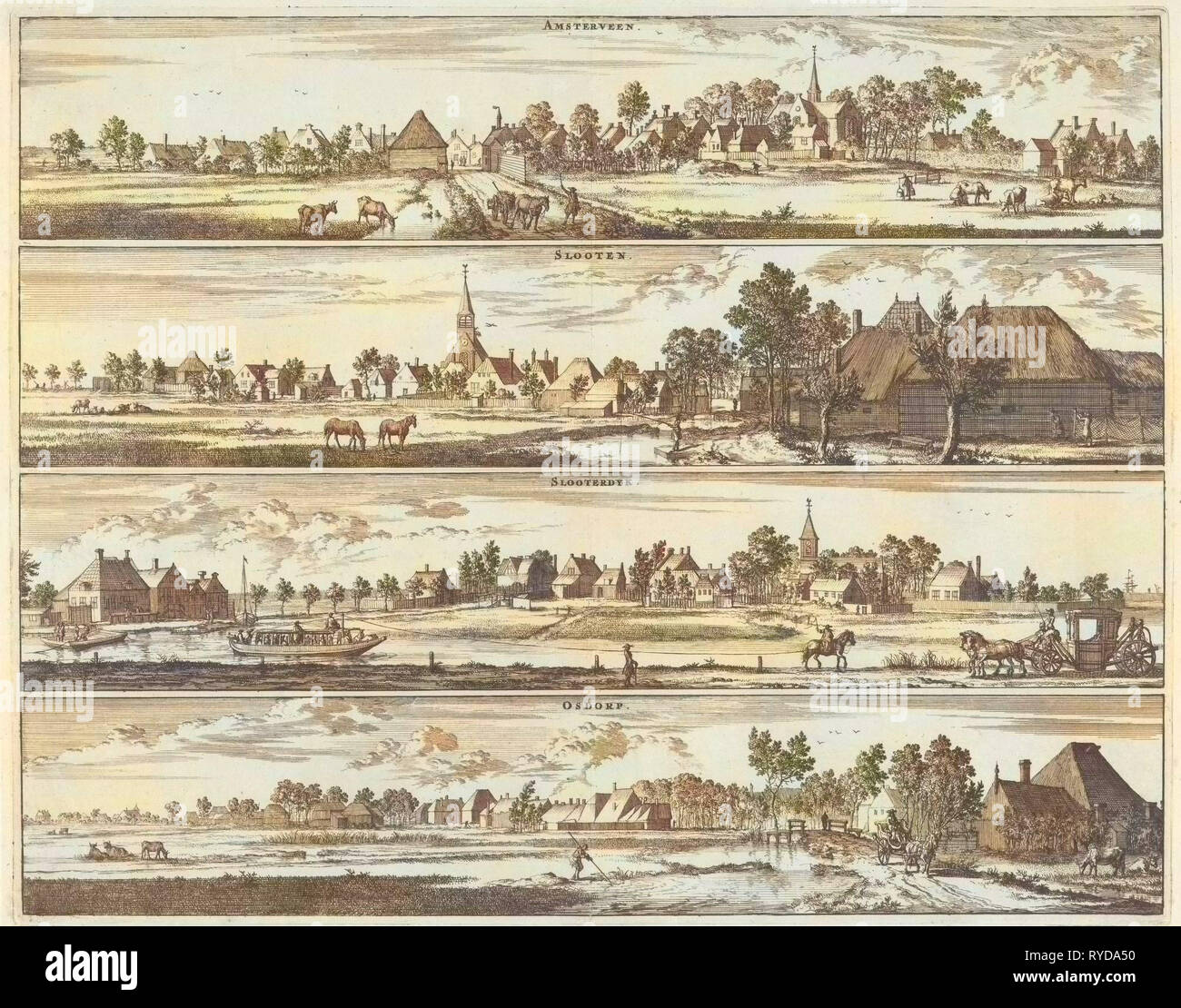 Voir Amstelveen, Verrous, Sloterdijk et Osdorp, aux Pays-Bas, Jan Luyken, Abraham Wolfgang, Johannes Janssonius van Waesberge II, 1693 Banque D'Images