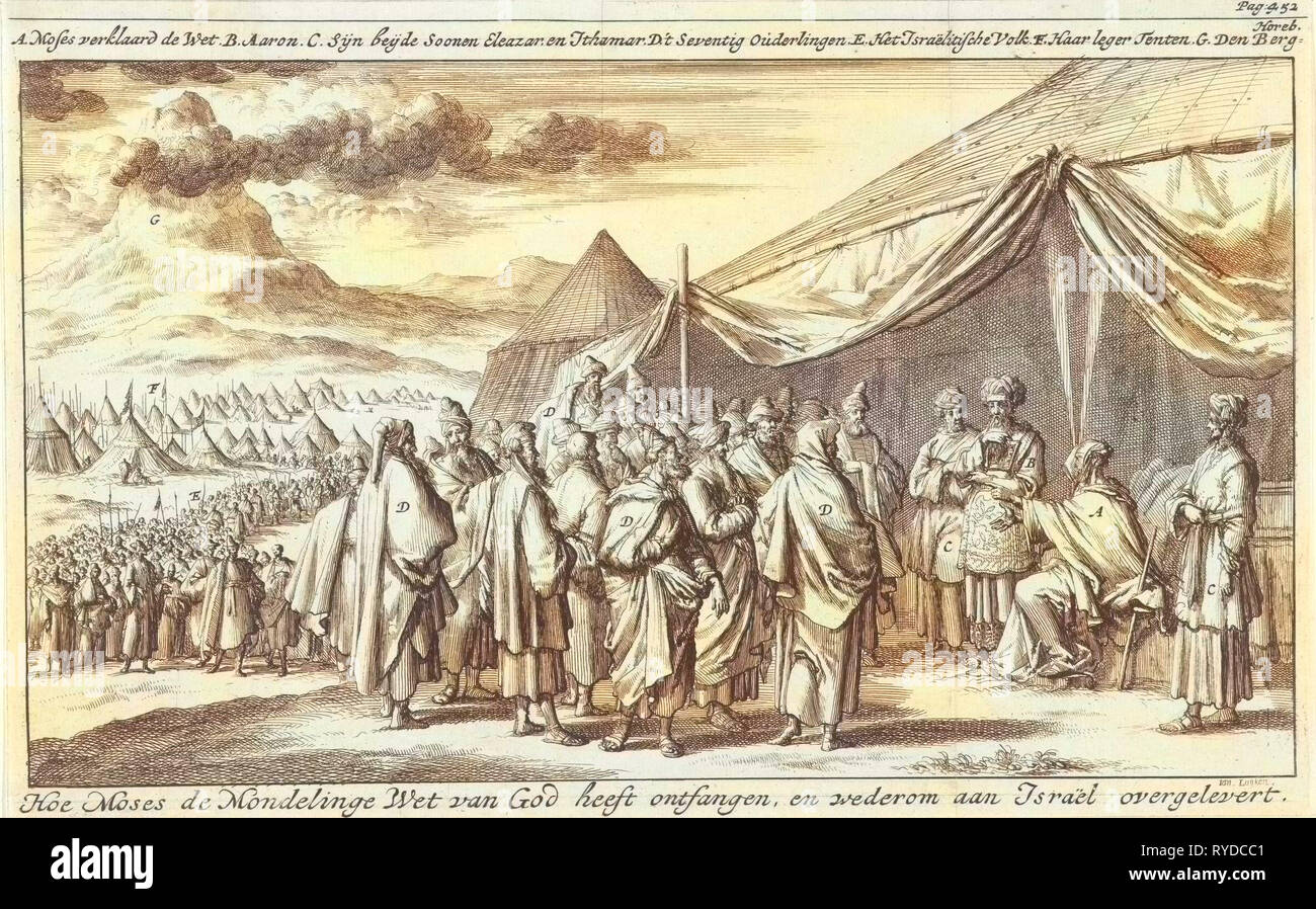 Moïse choisit les soixante-dix anciens, imprimer bouilloire : Jan Luyken, Timothée 10 Hoorn, 1684 Banque D'Images