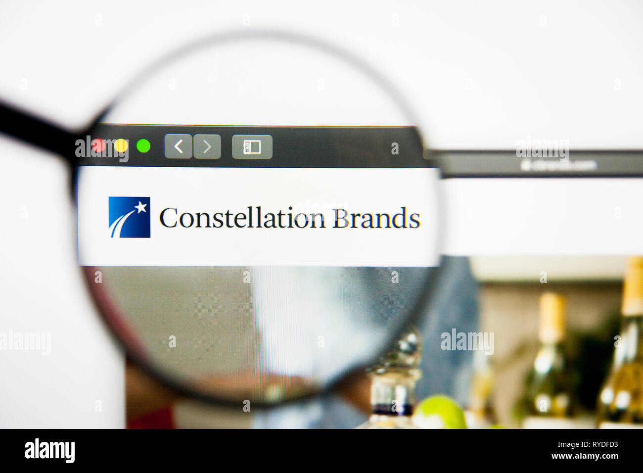 Los Angeles, Californie, USA - 28 Février 2019 : Constellation Brands accueil du site. Constellation Brands logo visible à l'écran, d'illustration Modifier Banque D'Images