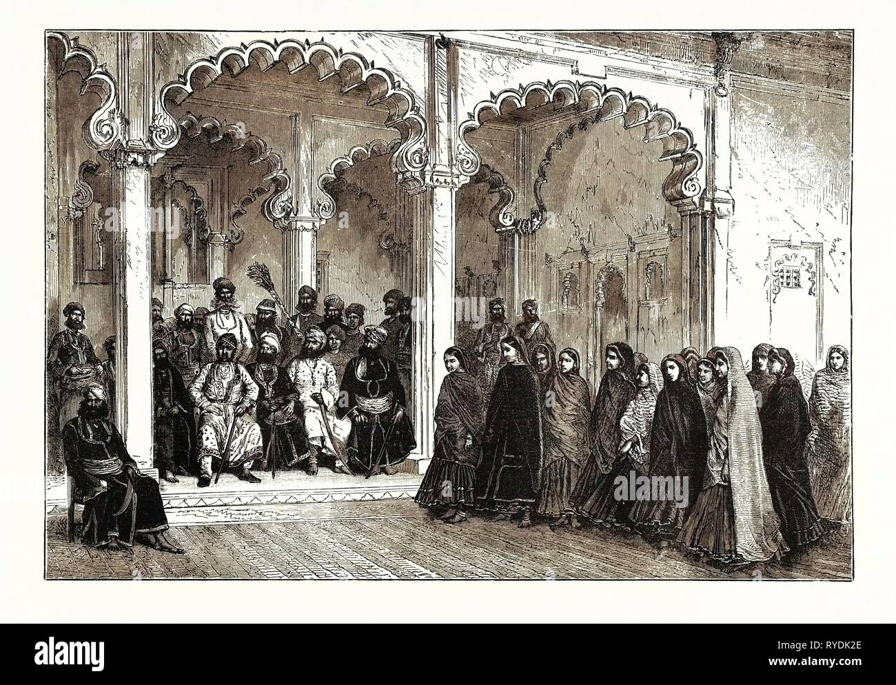 Nautch, ou des danseuses, à la Cour de la Rana de Oodeypore, Inde Banque D'Images