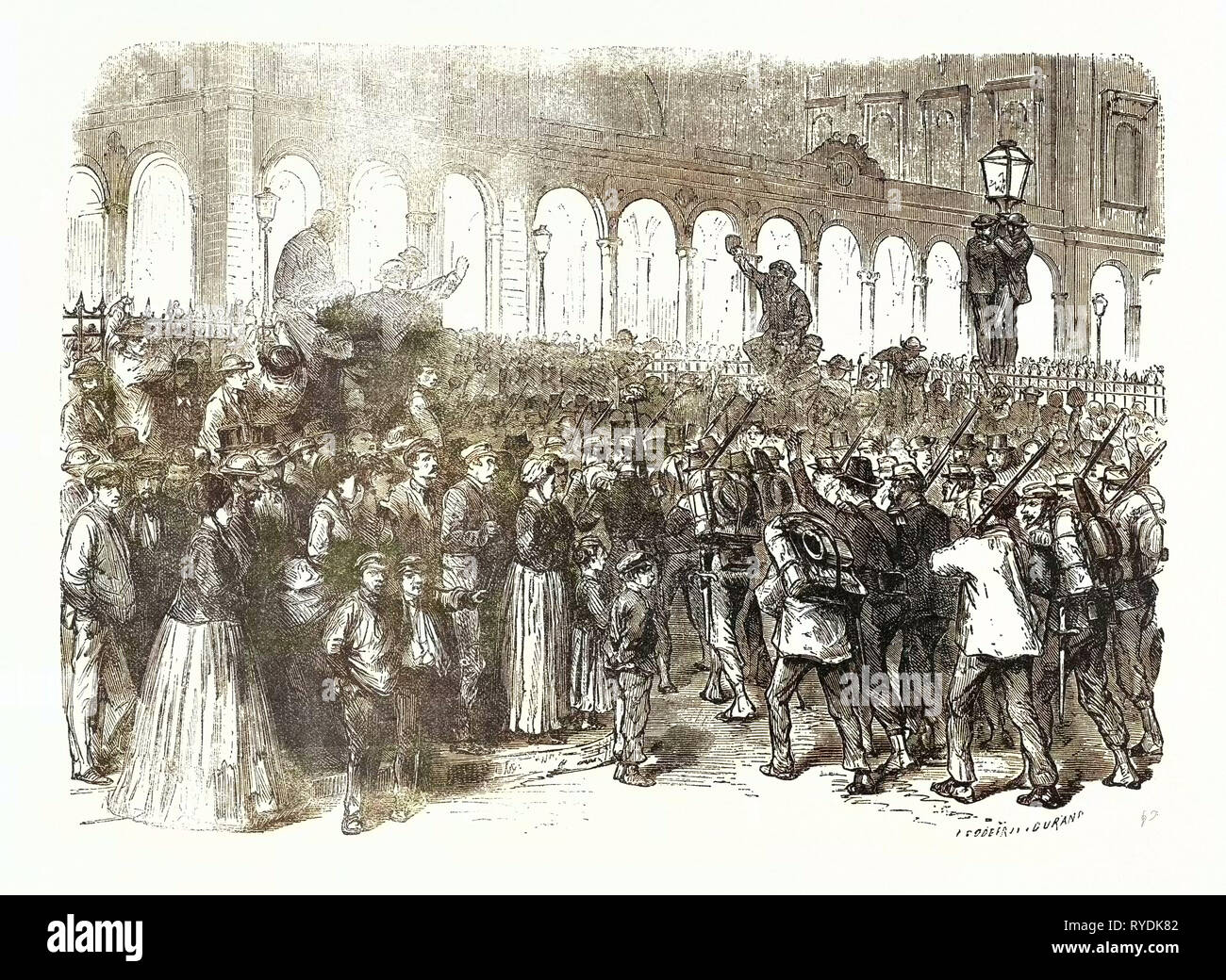 Guerre de 1870 : départ des troupes de Paris, France Banque D'Images