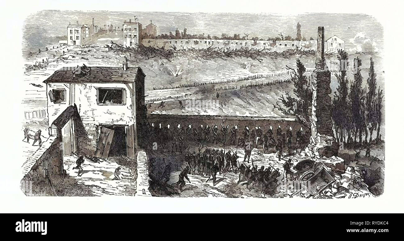 Guerre franco-prussienne : Vue de la fabrique de savon dans Le Bourget pendant leur occupation 11-3 Horloge dans l'après-midi le 29 octobre 1870 par l'Franctireurs de la presse et les amis de France Banque D'Images