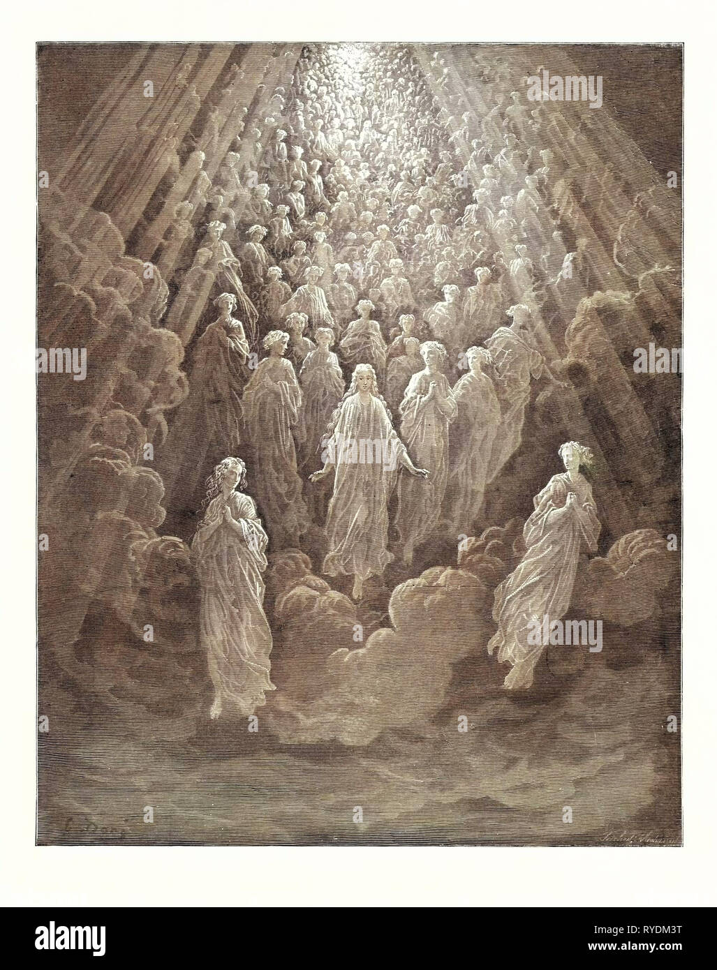 Les Anges dans la planète Mercure, par Gustave Doré, 1832 - 1883, Français. Gravure pour Paradiso par Dante. 1870, Art, artiste, romantisme, gravure couleur, couleur Banque D'Images