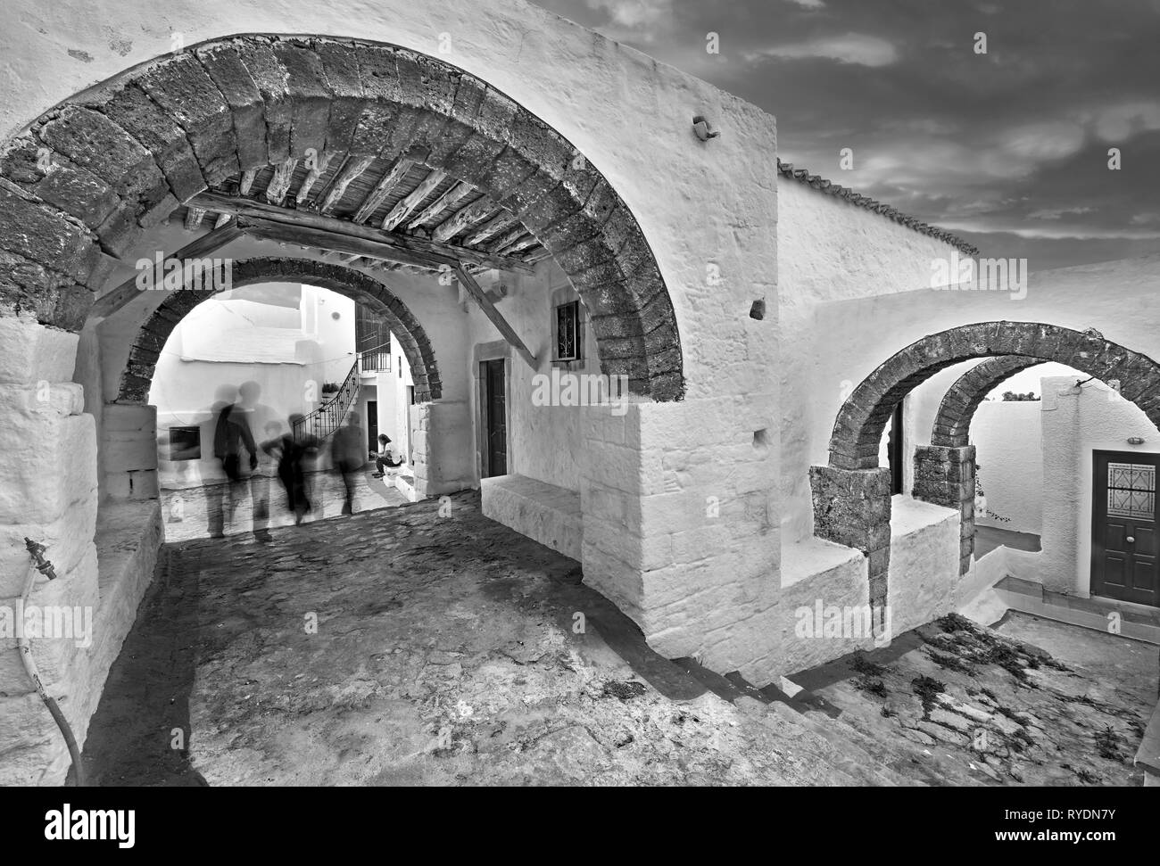 Les routes pavées typiques à Chora (Hora), l'île de Skyros Sporades en Grèce centrale, complexe, mer Méditerranée, Europe Banque D'Images