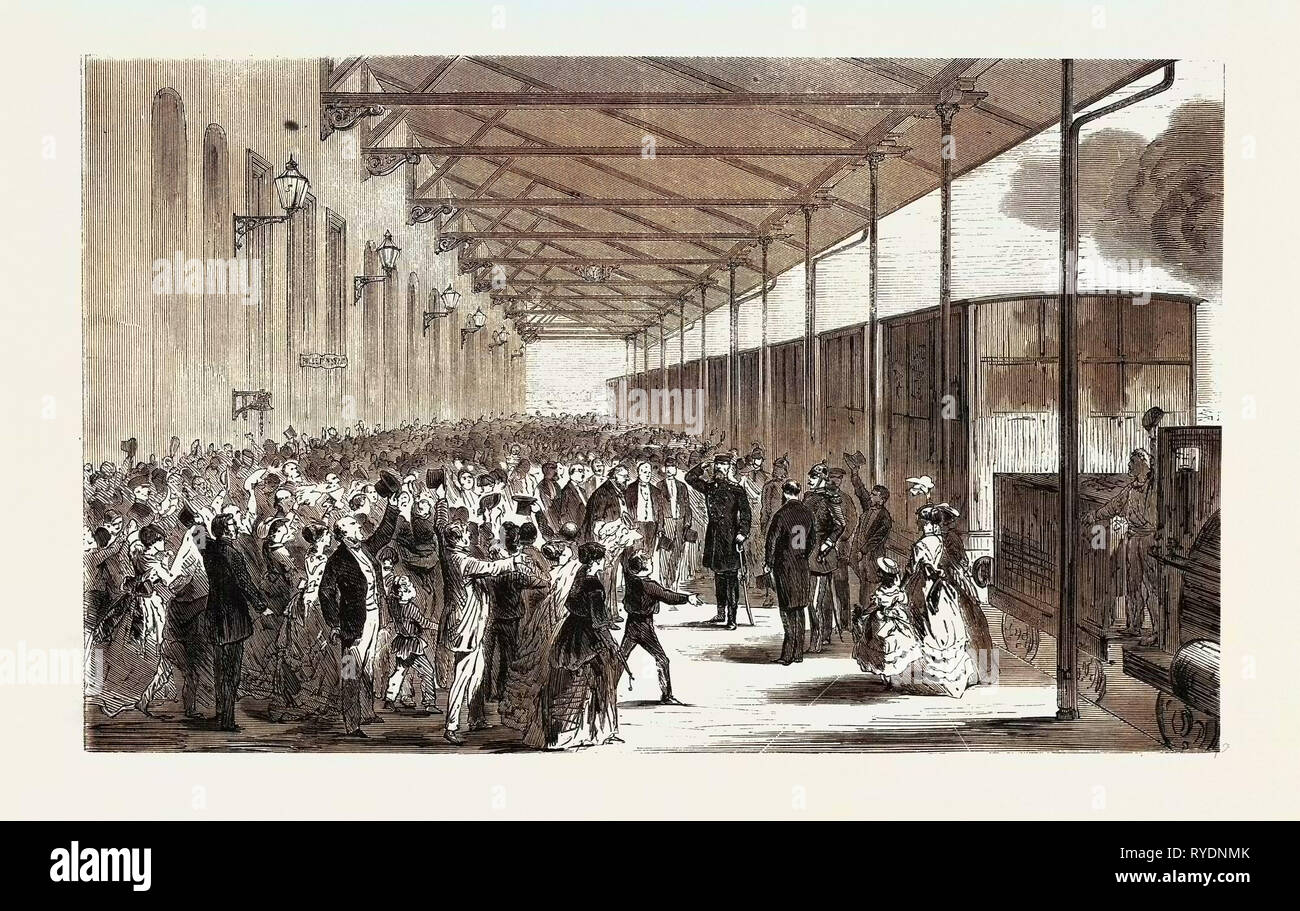 Guerre de 1870 : La réception du Prince Royal de Prusse sur la gare de Leipzig le 26 juillet 1870 Banque D'Images