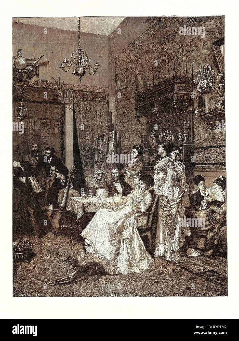 Concerts de musique, une photo dans le Salon de Paris, gravure 1876 Banque D'Images