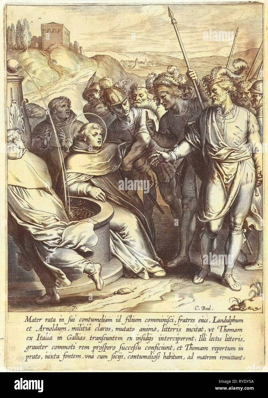 Thomas par ses frères séquestrent, Cornelis Boel, Otto van Veen, 1610 Banque D'Images