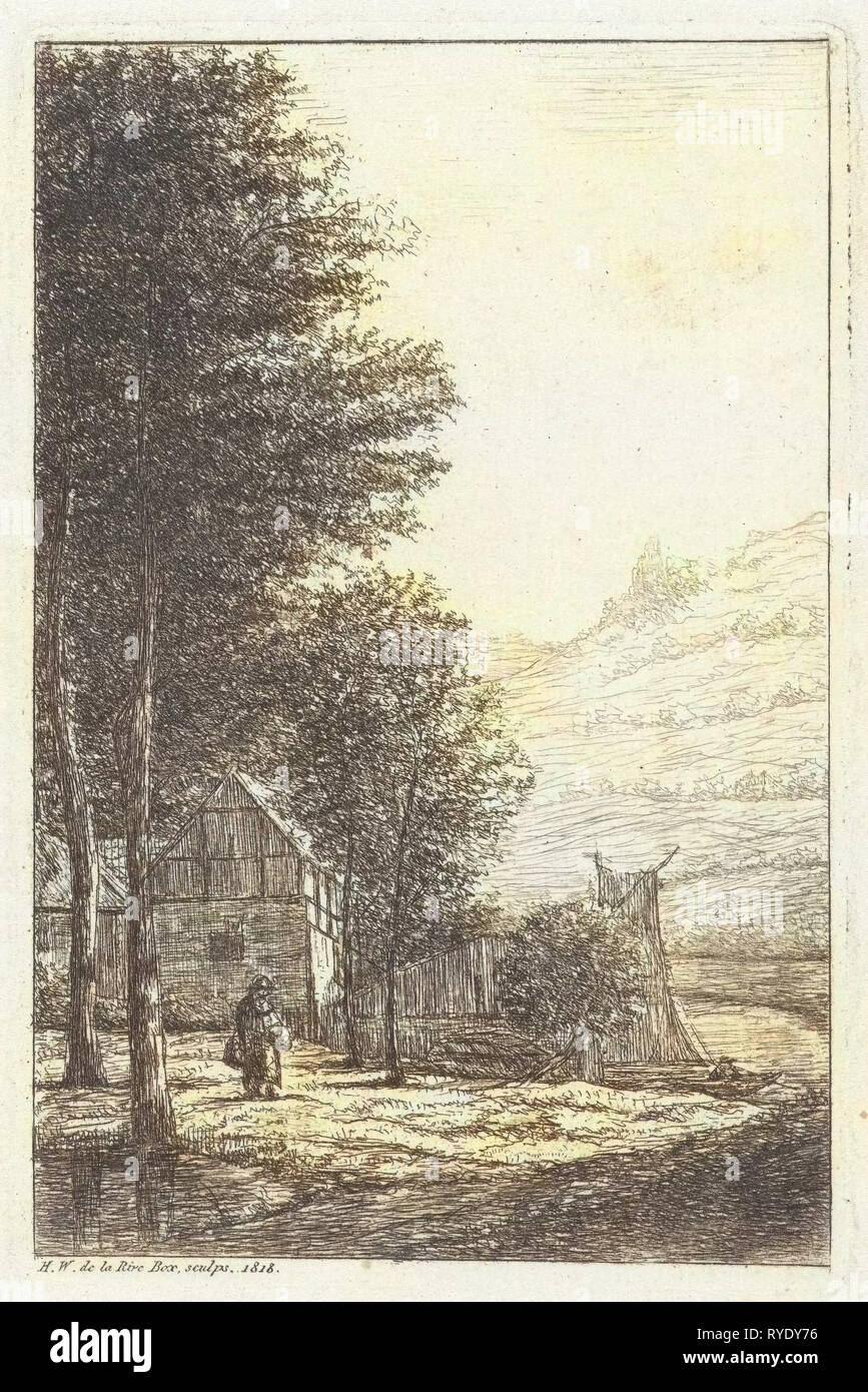 Ferme avec de grands arbres, Hans Willem Fort, 1818 Banque D'Images
