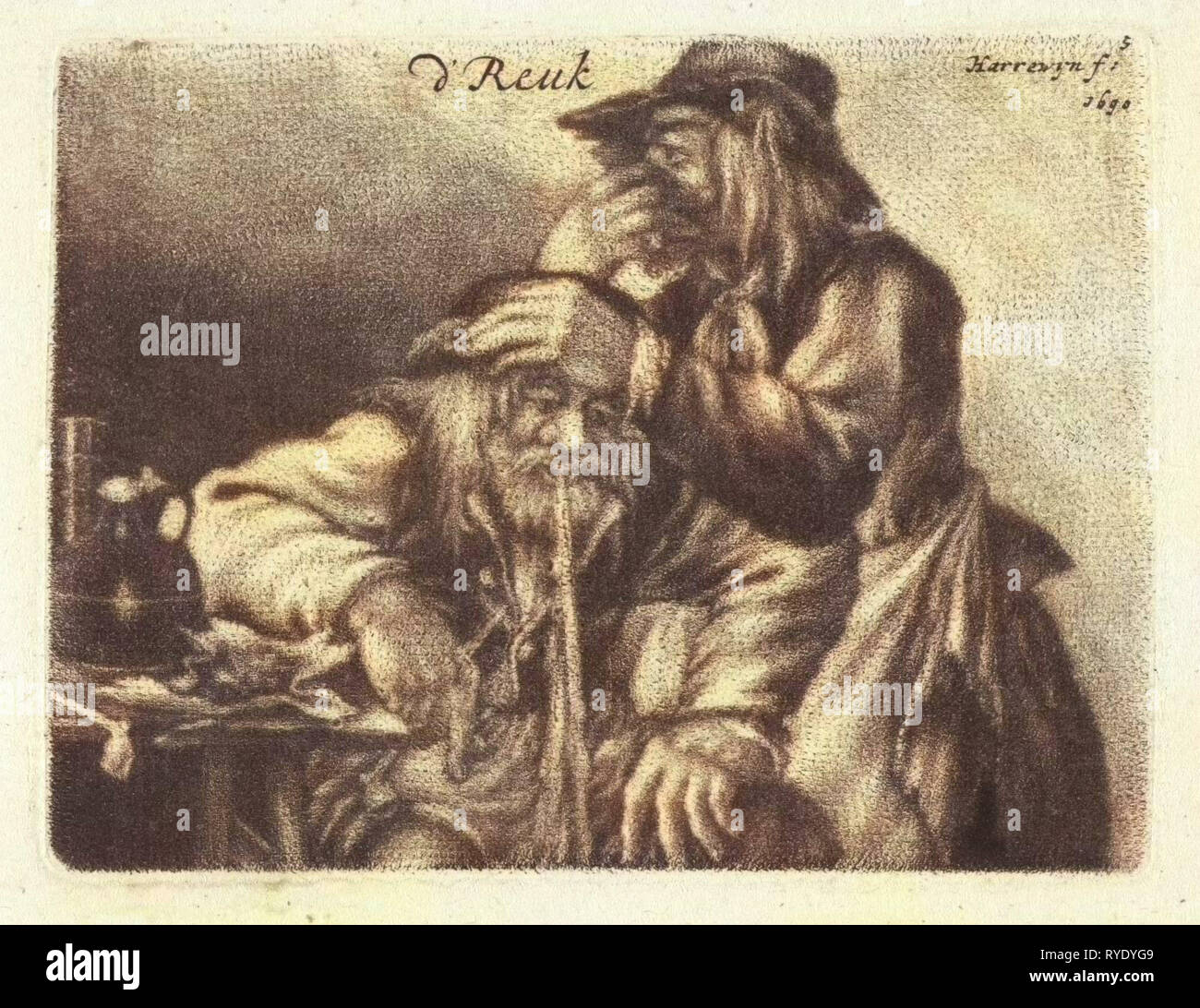 Les vomissements, l'homme, 1690 Harrewijn Jacobus Banque D'Images