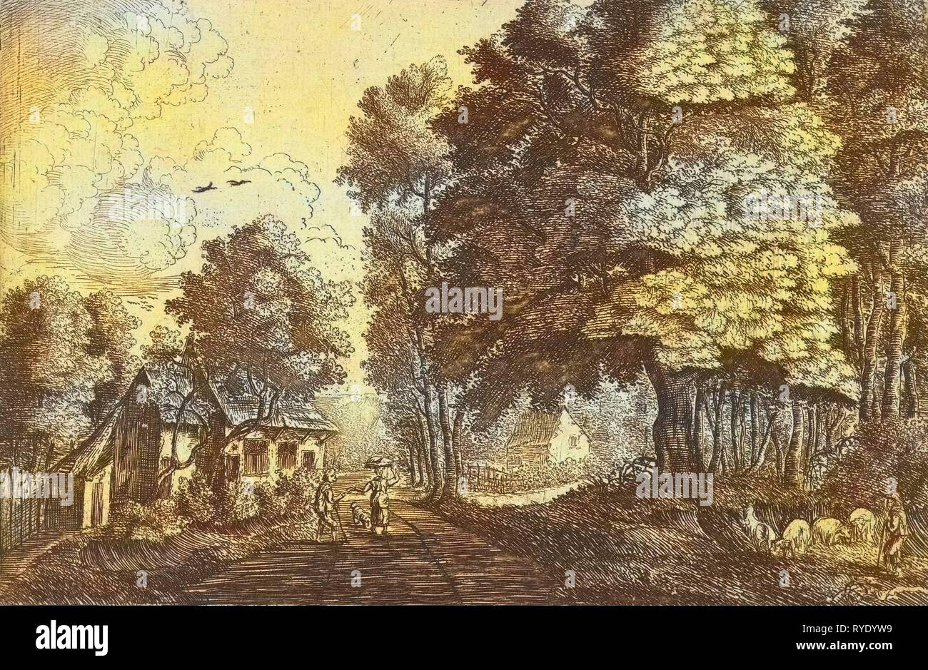 Pasteur lors d'une lisière de forêt, Jean Baptiste Bonnecroy, 1644 - 1676 Banque D'Images