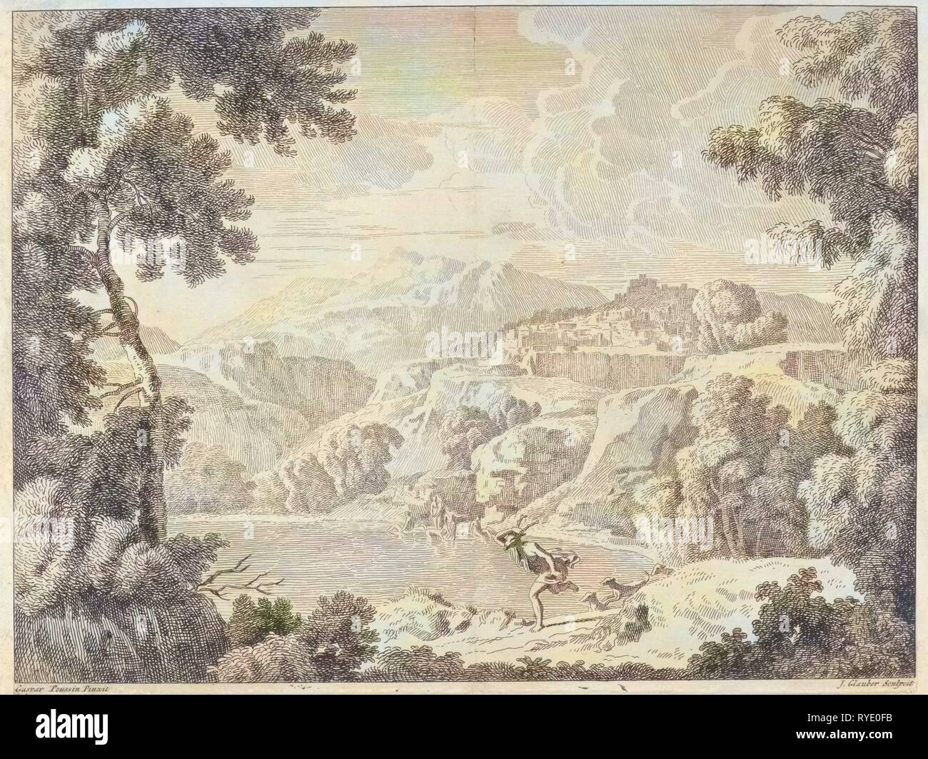 Actéon est modifié par Diana baignant dans un cerf, Johannes Glauber, 1656 - 1726 Banque D'Images