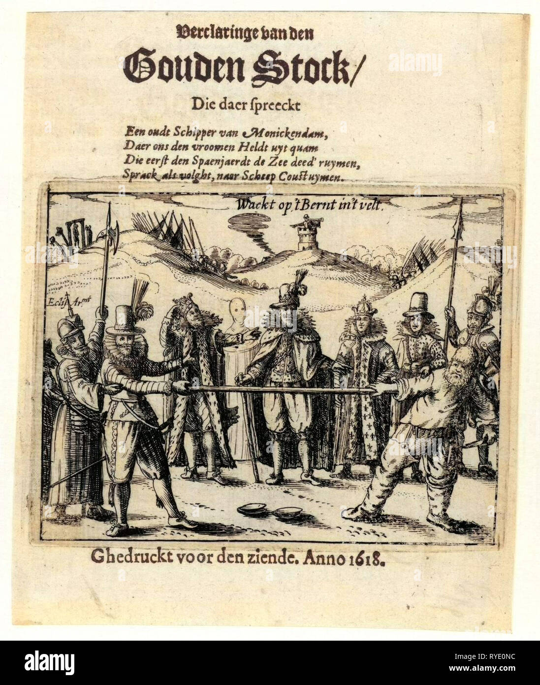 Imprimer titre de la brochure n'Verclaringe du stock d'or, 1618, Anonyme, 1618 Banque D'Images