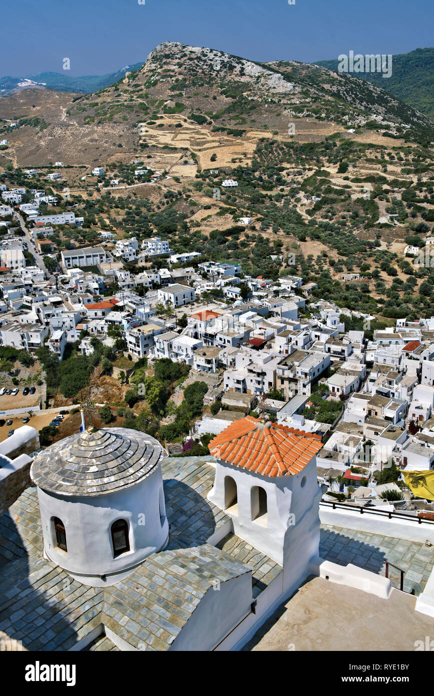 Monastère Saint Georges de Skyros à Chora le principal établissement et capitale de l'île de Skyros, Sporades en Grèce centrale, complexe, sur la mer Egée Banque D'Images
