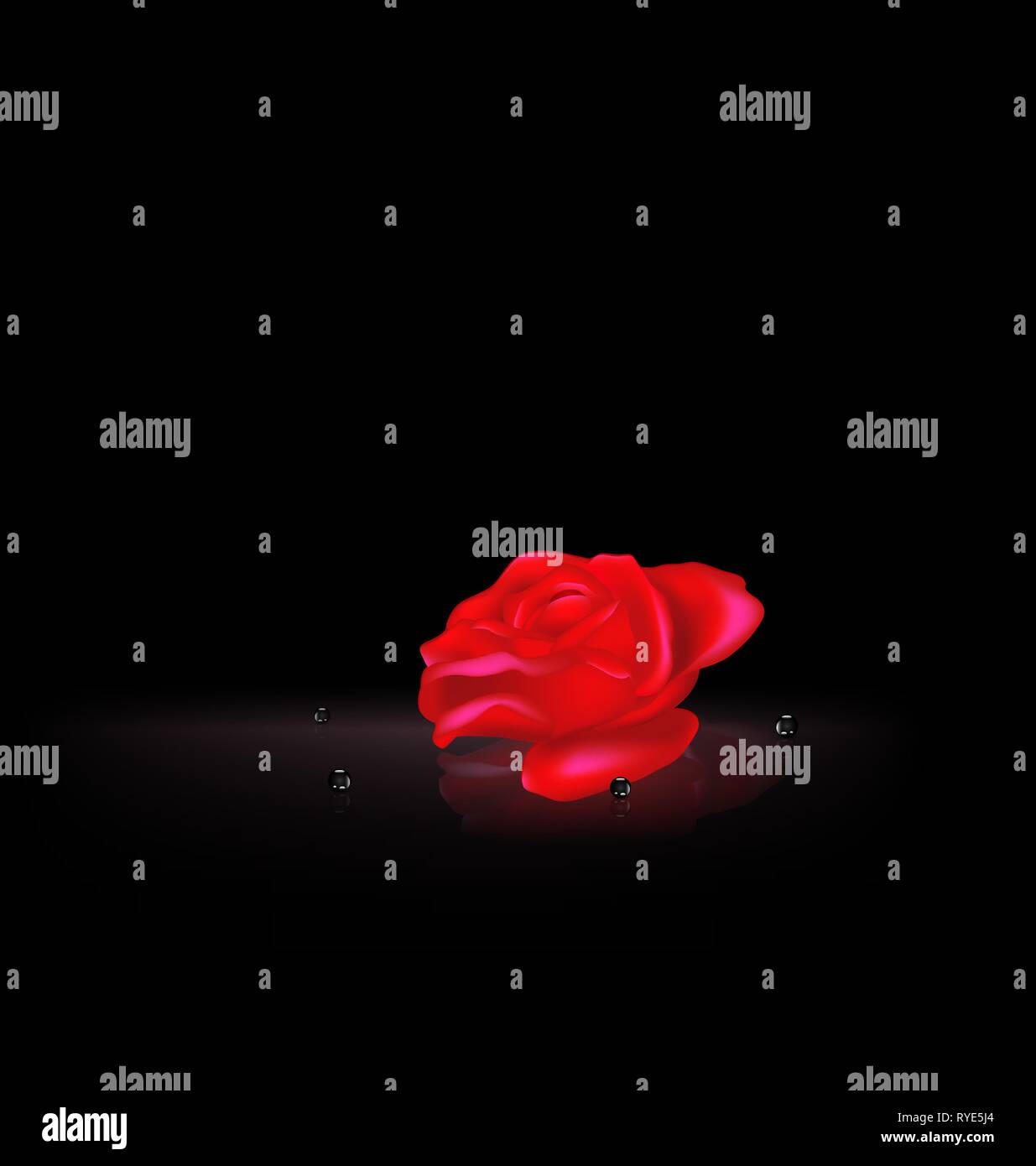 L'obscurité et de l'abstract red rose avec perles noires Illustration de Vecteur