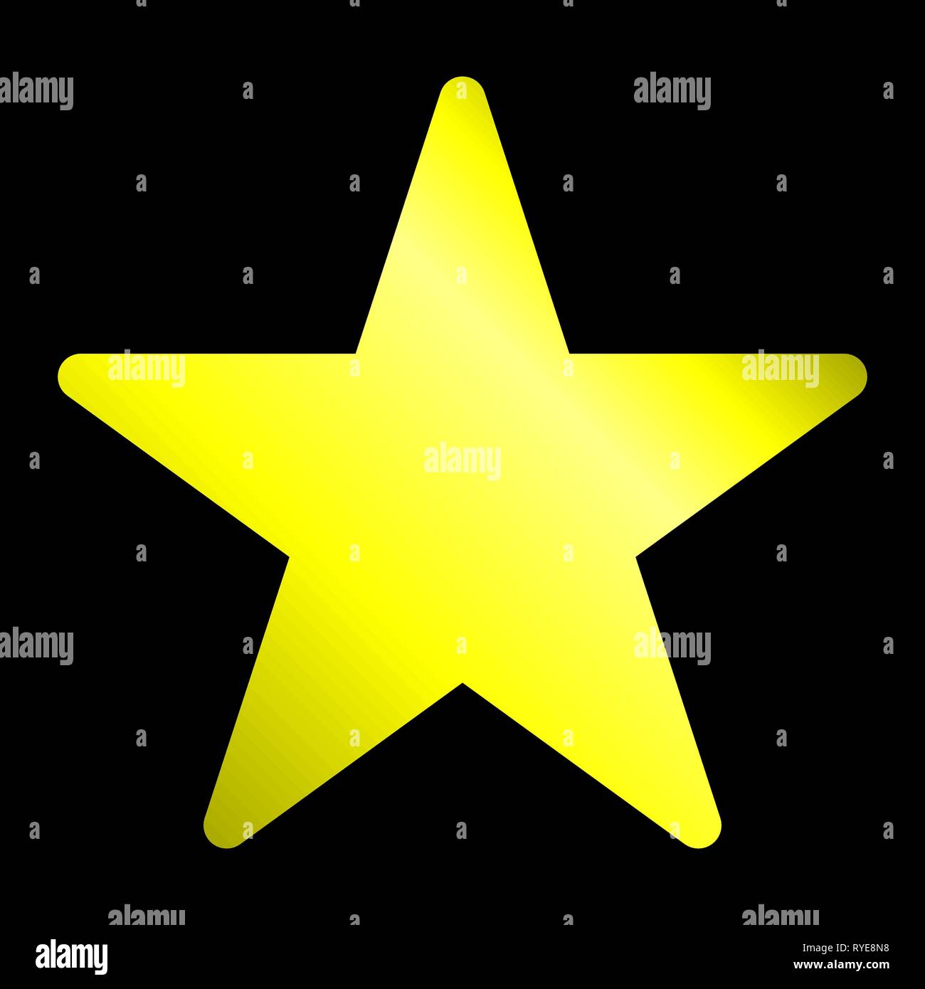 Star - icône gradient jaune, 5, arrondi souligné - vector illustration isolé Illustration de Vecteur