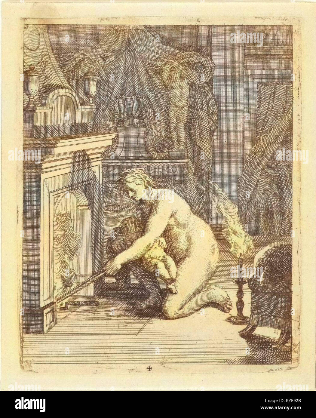 Achille Thétis s'arrête au feu, J. Alexander Janssens, Victor Honoré Janssens, ch. 1700 Banque D'Images