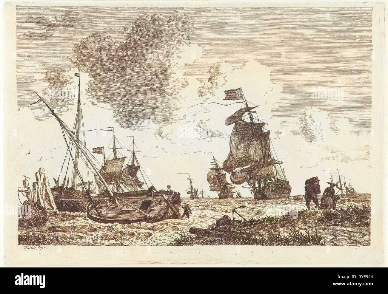 Seascape dans le vent fort, Hendrik, Ange 1778 Banque D'Images