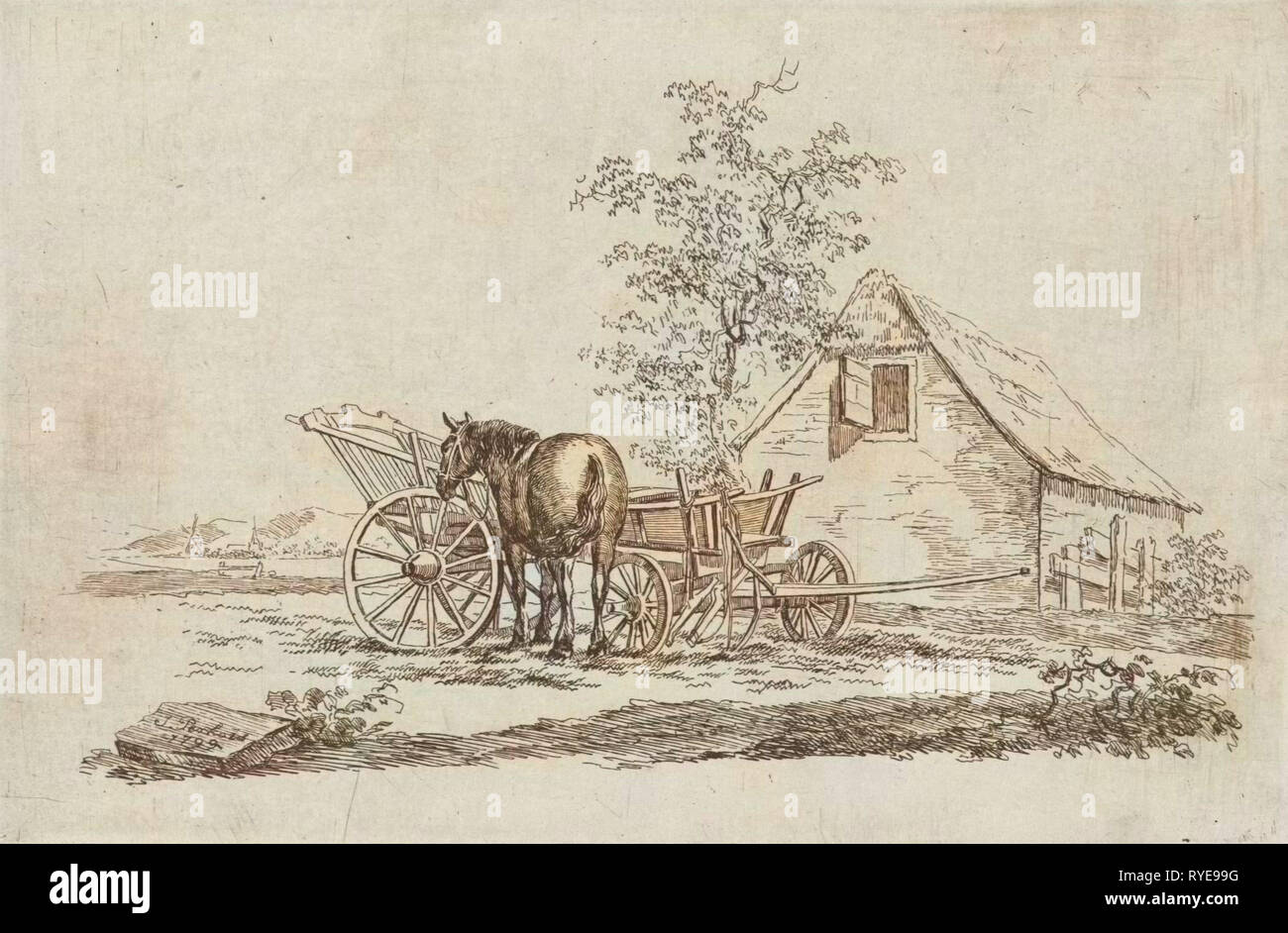 Paysage à la ferme, Jacob Perkois, 1799 Banque D'Images