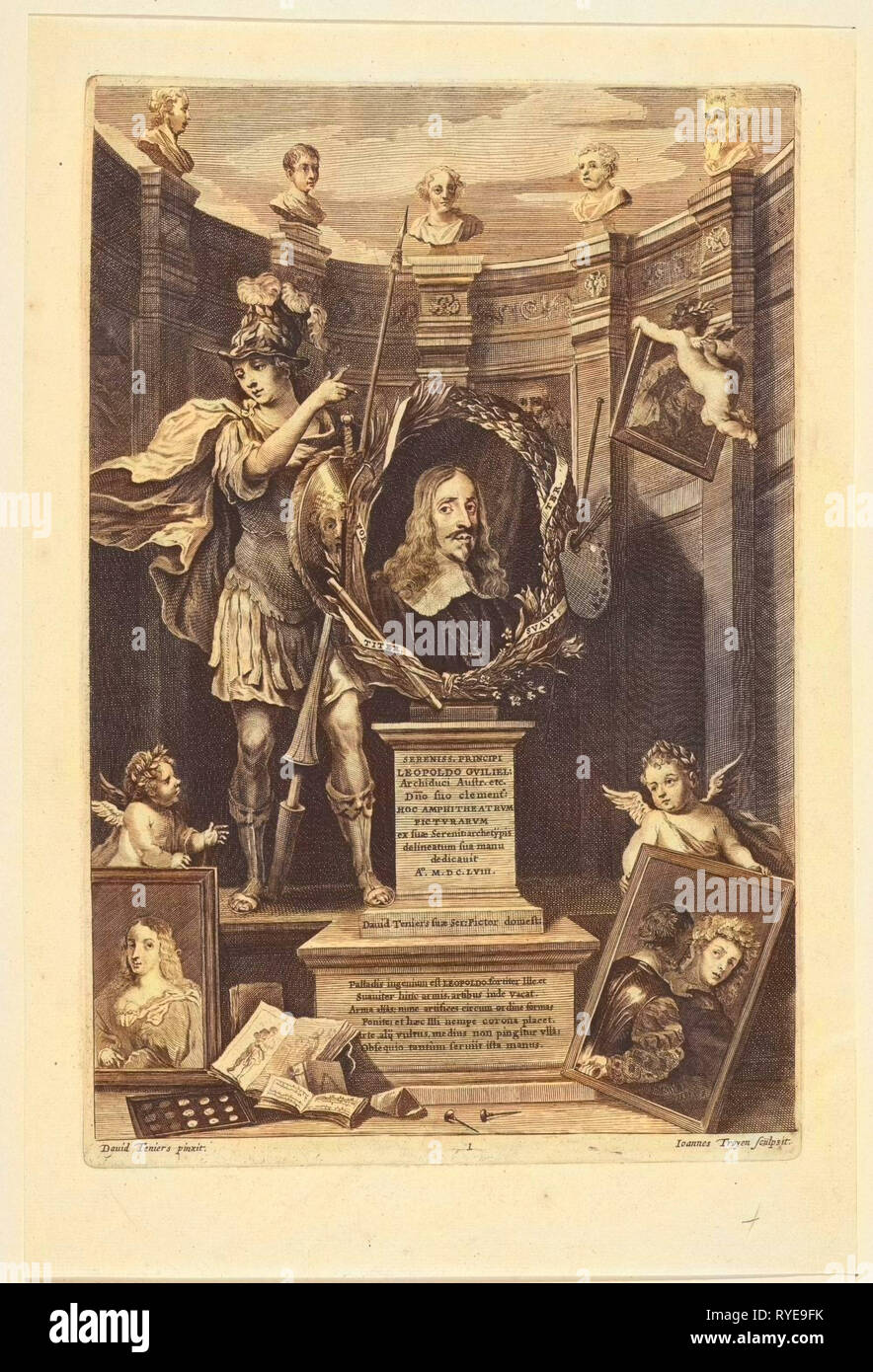 Portrait de l'Archiduc de l'Archiduc Leopold Wilhelm de l'Autriche en tant que collectionneur d'art, Jan van Troyen, David Teniers (II), landvoogd der Zuidelijke Nederlanden Leopold Willem, 1658 Banque D'Images