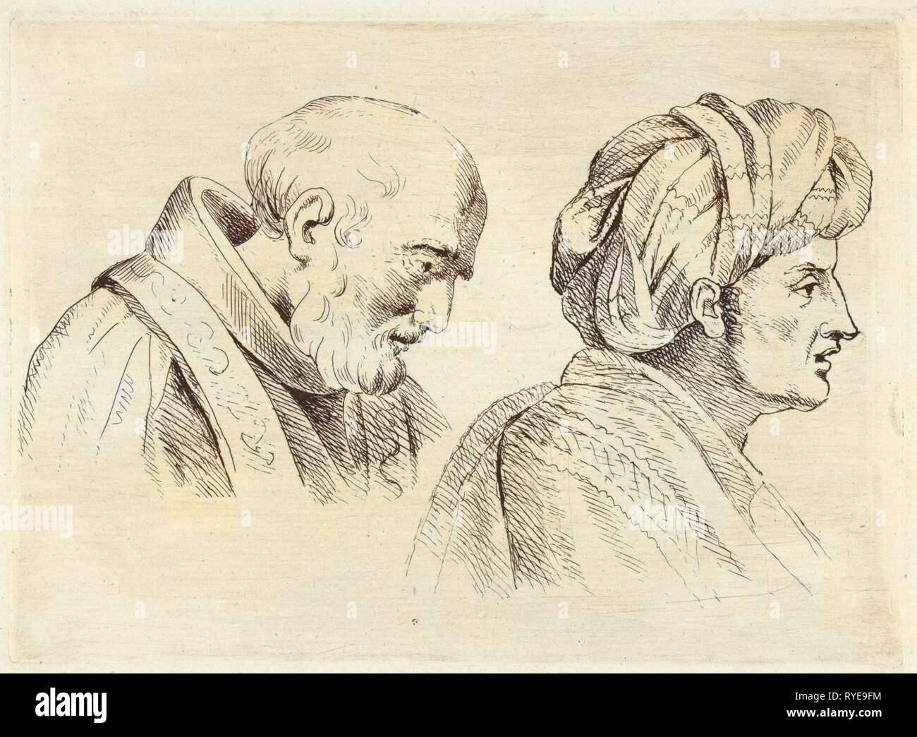 Clerc et un homme avec turban, Henricus Turken, 1801 - 1856 Banque D'Images