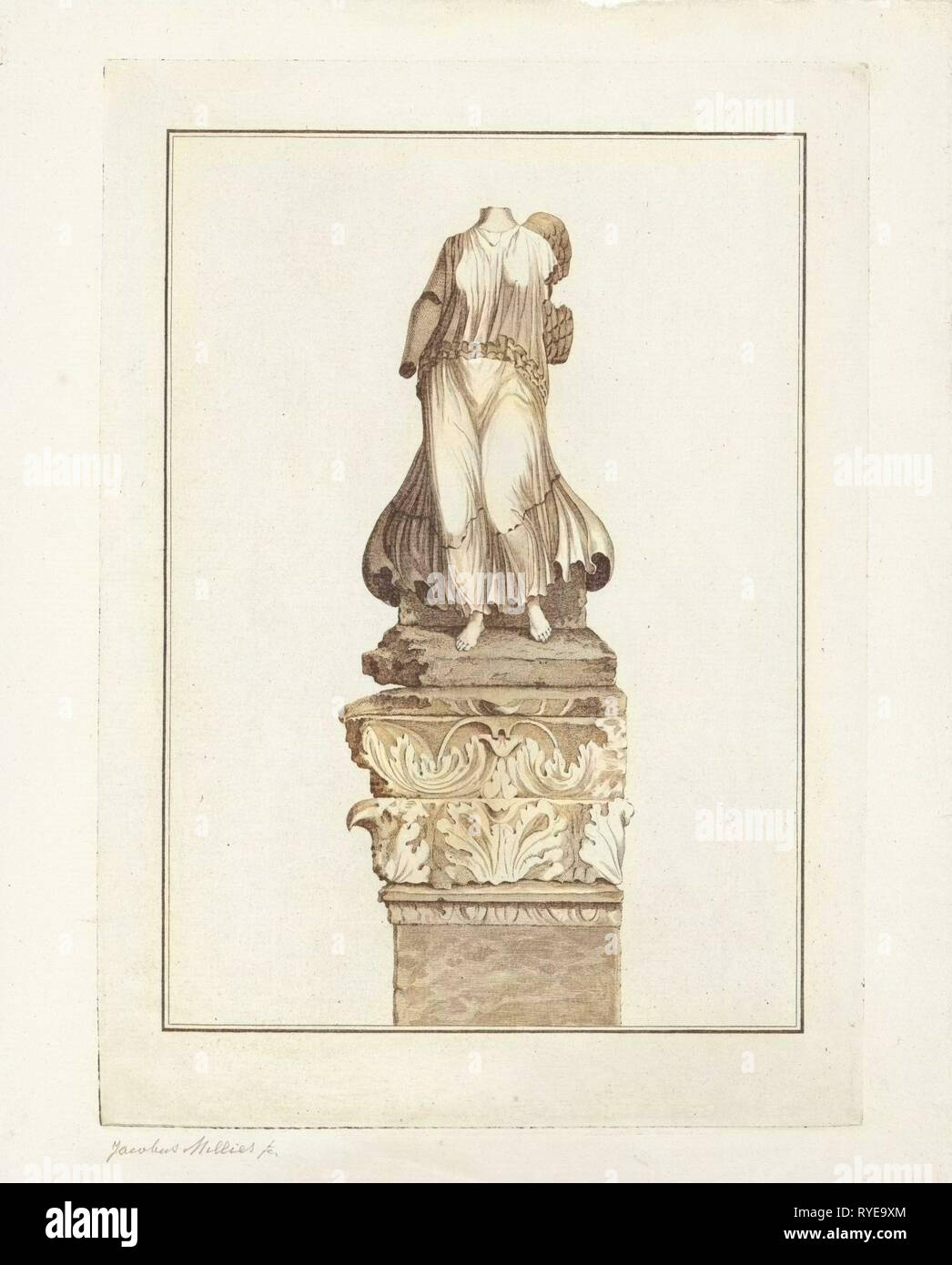 Statue d'une femme ailée, imprimer bouilloire : Jacobus Millies, 1777 - 1813 Banque D'Images