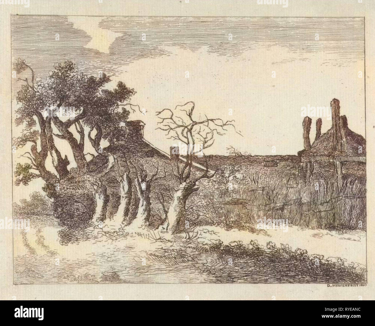 Saules à ferme, Dirk Hussem, 1810 Banque D'Images