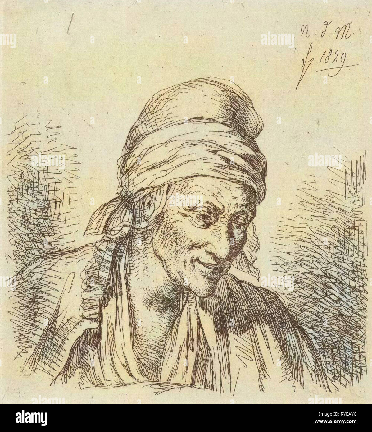 Vieille Femme droite, Anthonie Willem Hendrik Nolthenius de Man, 1829 Banque D'Images