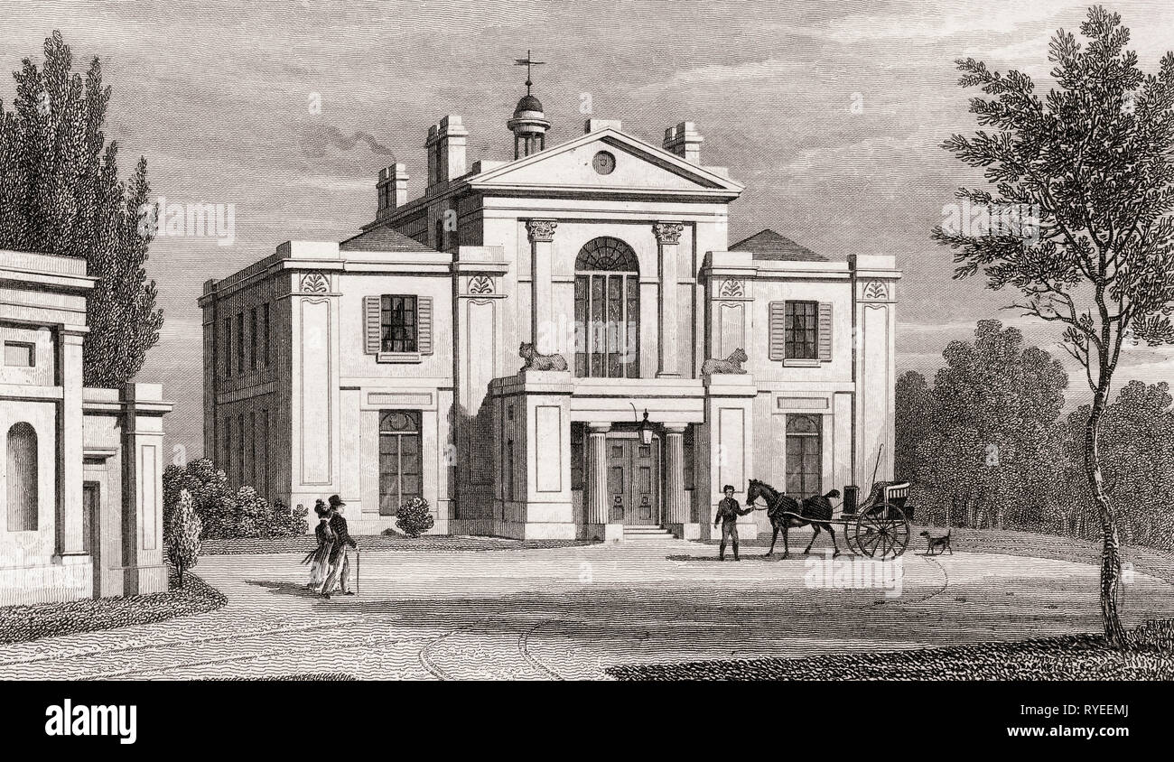 Villa dans le Regent's Park, London, UK, illustration par Th. H. Berger, 1826 Banque D'Images