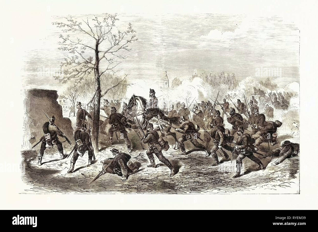 Guerre de 1870 : attaque du Bourget par les Prussiens le 30 octobre 1870 Banque D'Images