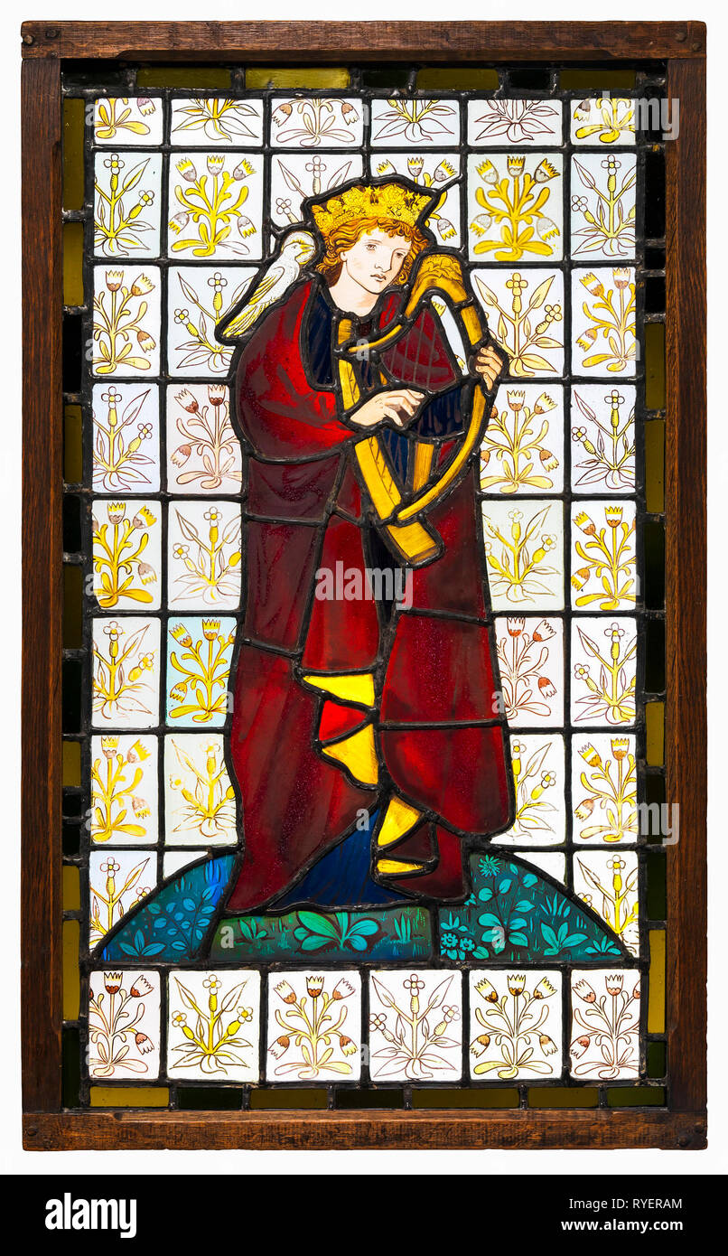 Le roi David le poète, vitrail, 1863 par Sir Edward Burne-Jones et William Morris Banque D'Images