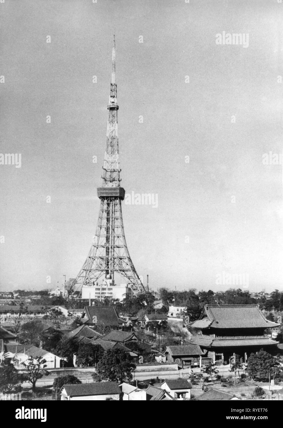 Géographie / voyages, Japon, Tokyo, bâtiments, Antenne de télévision, vers 1960, La Tour-Additional-Rights Clearance-Info-Not-Available Banque D'Images