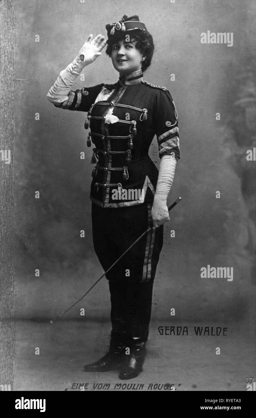 Theatre / Théâtre, comédien, début du siècle, Gerda Walde, dans 'eine vom Moulin Rouge', de Josef Hellmesberger jr. (1855 - 1907), photo carte postale, Vienne, vers 1910, Additional-Rights Clearance-Info-Not-Available- Banque D'Images
