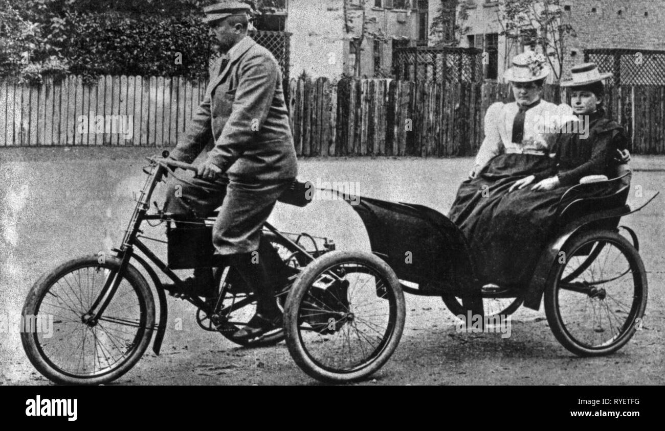 Transports / transport, location, tricycle, vélo taxi, vers 1910, Additional-Rights Clearance-Info-Not-Available- Banque D'Images